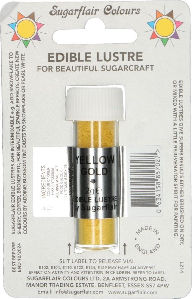 Sugarflair Eetbare Glanspoeder - Geelgoud - 2g