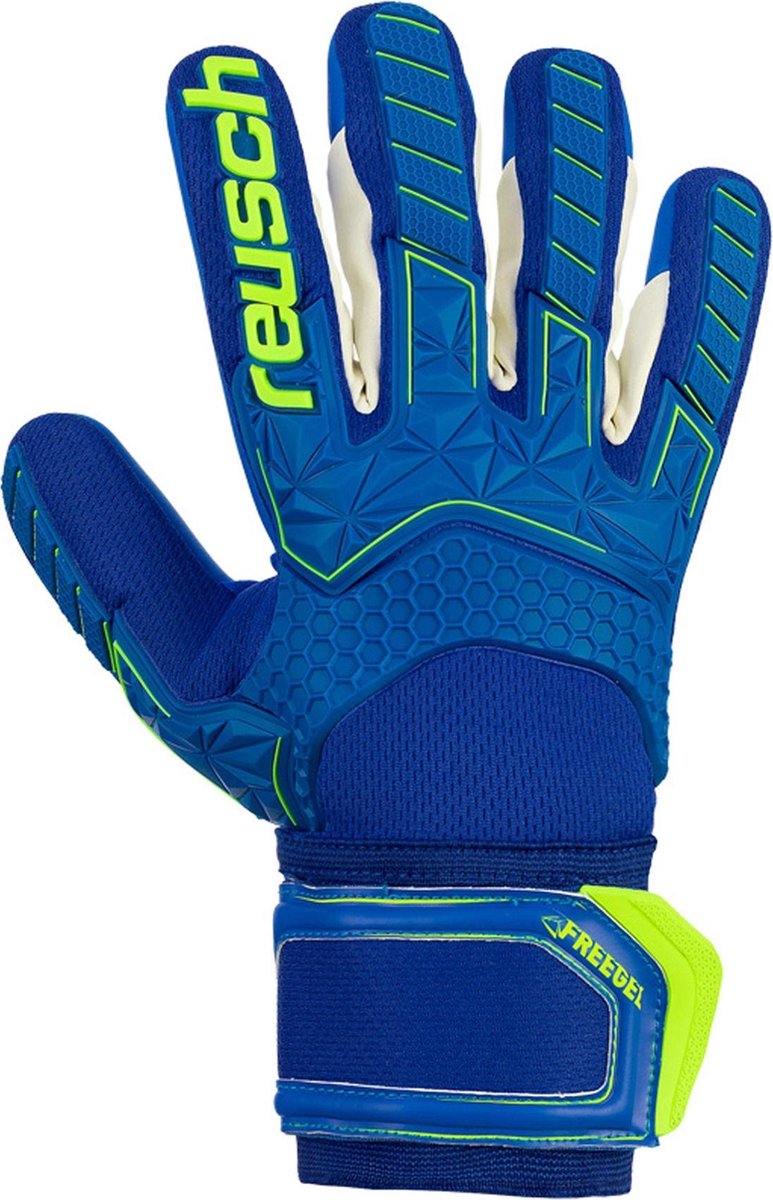 Reusch Attrakt Freegel S1  Keepershandschoenen - Maat 9.5  - Unisex - blauw/neon geel/wit