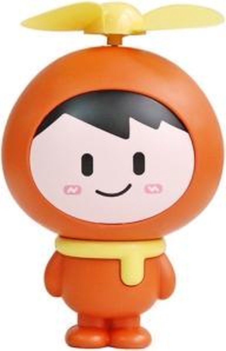Schattige cartoon marionet handheld miniventilator creatieve kinderen studenten draagbare USB-oplaadventilator (oranje)