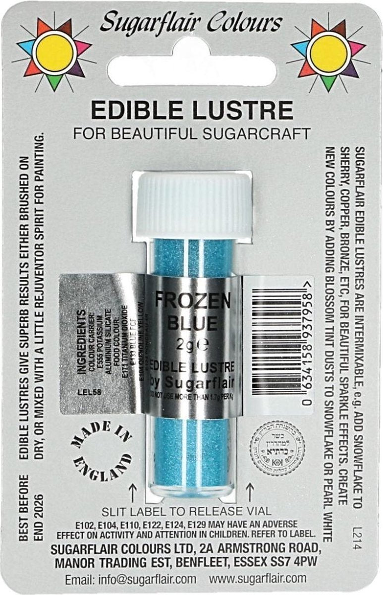 Sugarflair Eetbare Glanspoeder - Frozen Blauw - 2g
