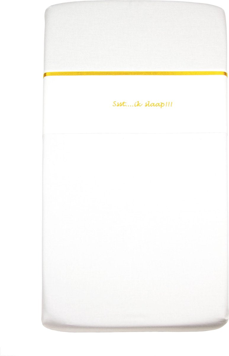 Briljant Baby Wieglaken - Ssst ... ik slaap - 75 x 100 cm - oker - borduur + bias band