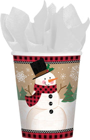 AMSCAN - 8 kartonnen sneeuwpop bekers - Decoratie > Bekers