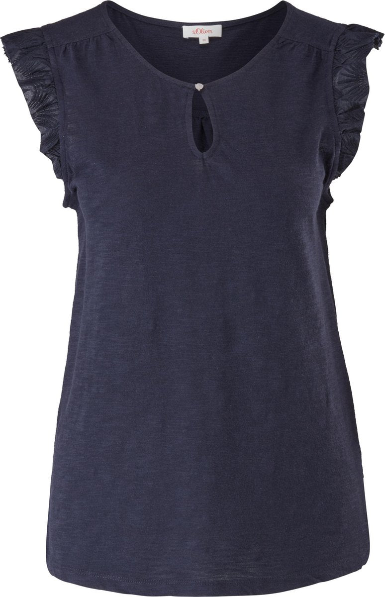 s.Oliver Top dames - Mouwloos - 100% Katoen - Marine - Maat 3XL (46)