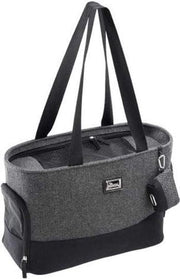 Rexa® Luxe Huisdier schoudertas Grijs/Zwart 40x19x30cm Reis tas schoudertas voor honden en katten | huisdier kat vervoer | huisdiertas hondendraagtas transport meenemen vakantie | hondendrager hond reistas | carrier