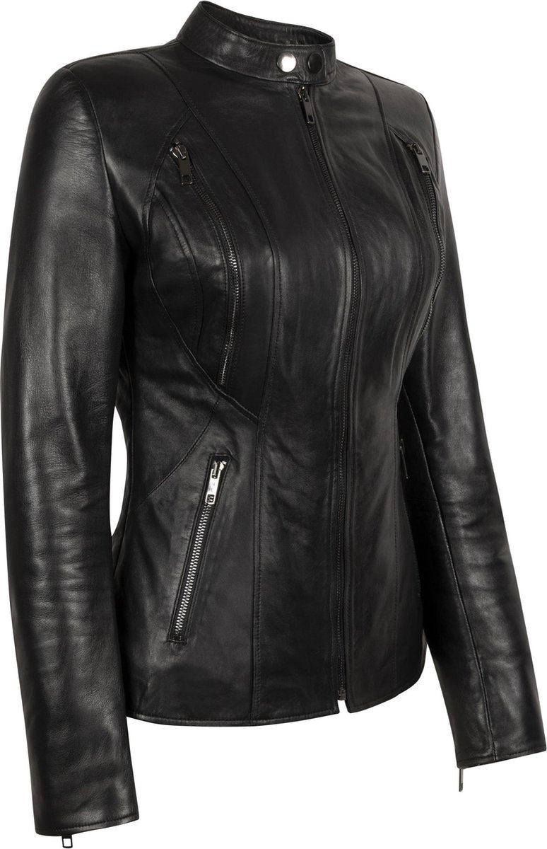ARYAN Leren Jas - Dames Jas - Zwart - Maat S