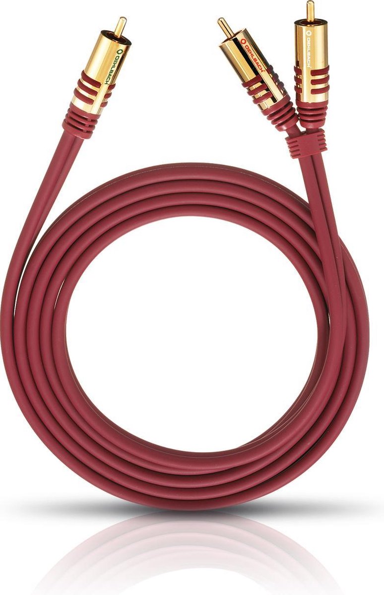 Oehlbach 20562 RCA Audio/phono Y cable [2x RCA plug (phono) - 1x RCA plug (phono)] 2.00 m Red gold plated connectors