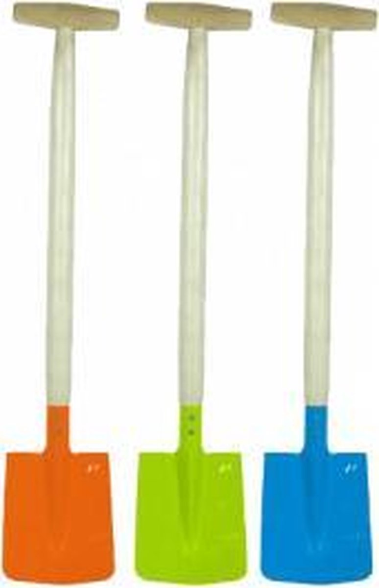 Strandschep 65cm houten steel en metalen blad-groen