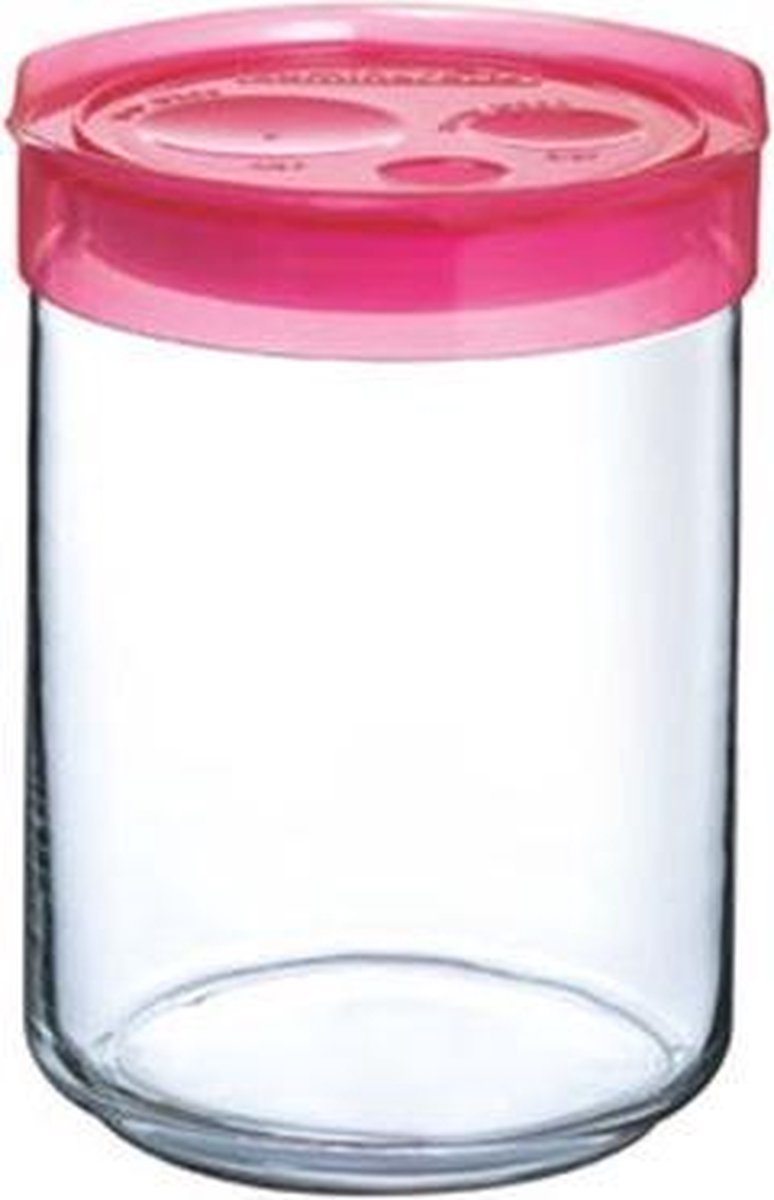 Voorraadpot - Snoeppot - Voorraadbus - Bewaarblik - Pot met deksel - Roze - 1l