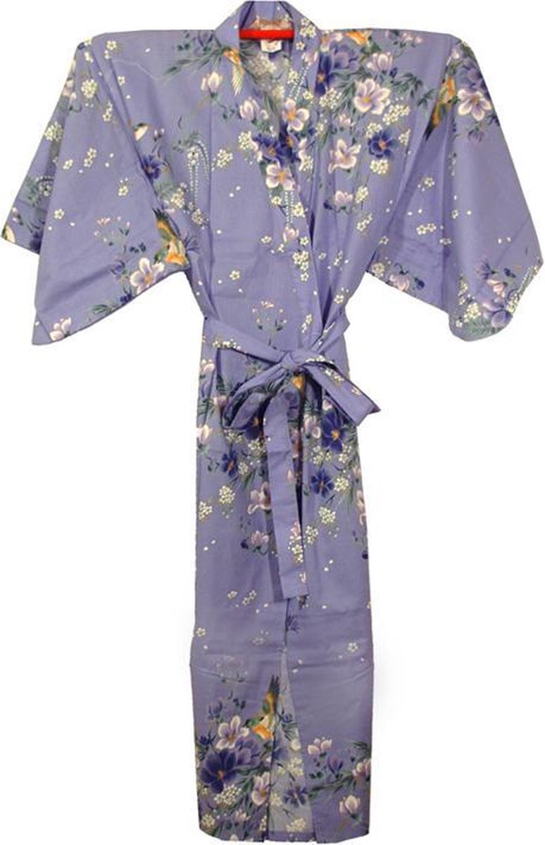 Traditionele Japanse Kimono Yukata Paars met Bloemen 100% katoen