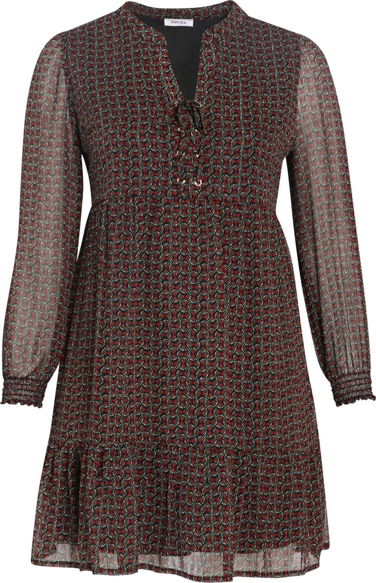 Jurk met volants en een etnische print