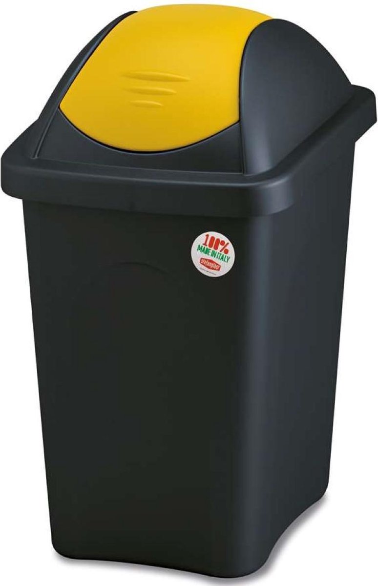 YILTEX – Bascula – Vuilnisbak / Vuilnisbak Afvalscheiding / Afvalscheiding / Prullenbak Afvalscheiding / Prullenmand – Geel Met Zwart – 60l