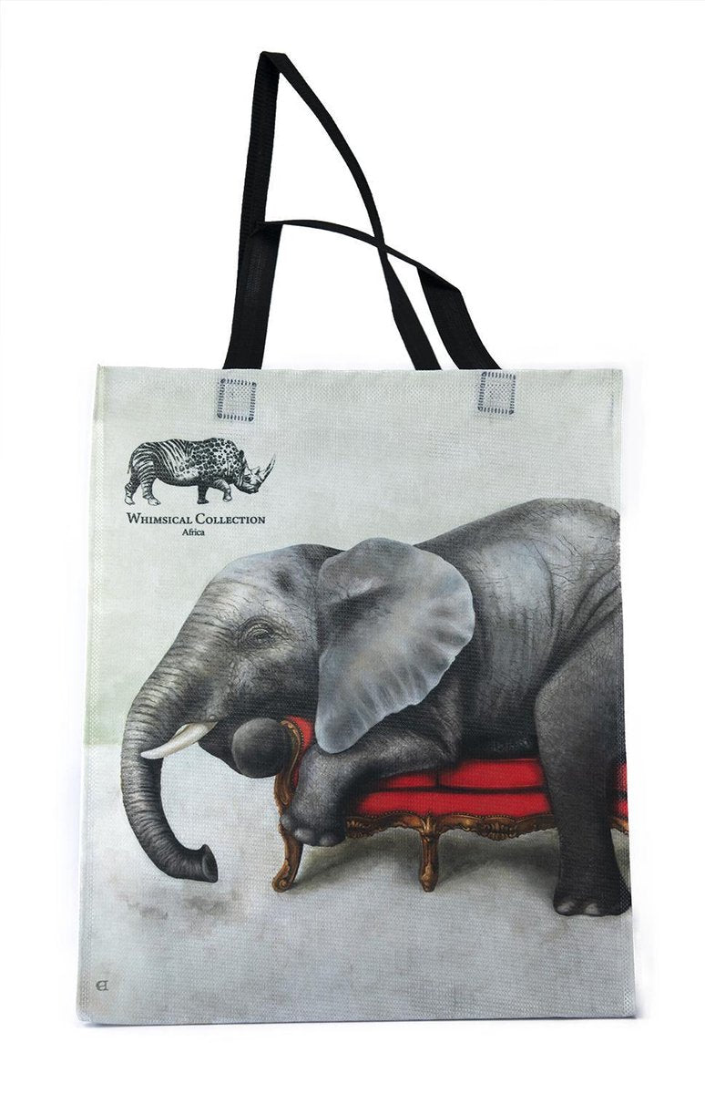 Shopper tas - Shopper tas dames - Gemaakt van hergebruikte PET Flessen - Boodschappen tas - Wildlife at leisure - Olifant - Milieubewust en Groen. Origineel Afrikaanse passend bij de Wildlife at Leisure collectie van WhimsicalCollection