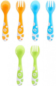 Munchkin Kinderbestekset -  6-delig - 3 Vorken en 3 Lepels - Oranje/Blauw/Groen