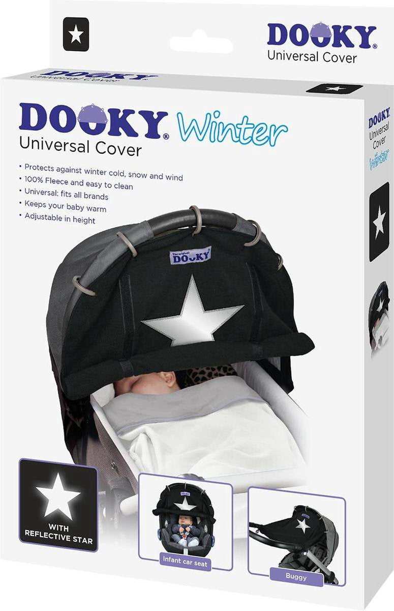 Dooky zonnescherm voor kinderwagen - zwart met reflecterende ster