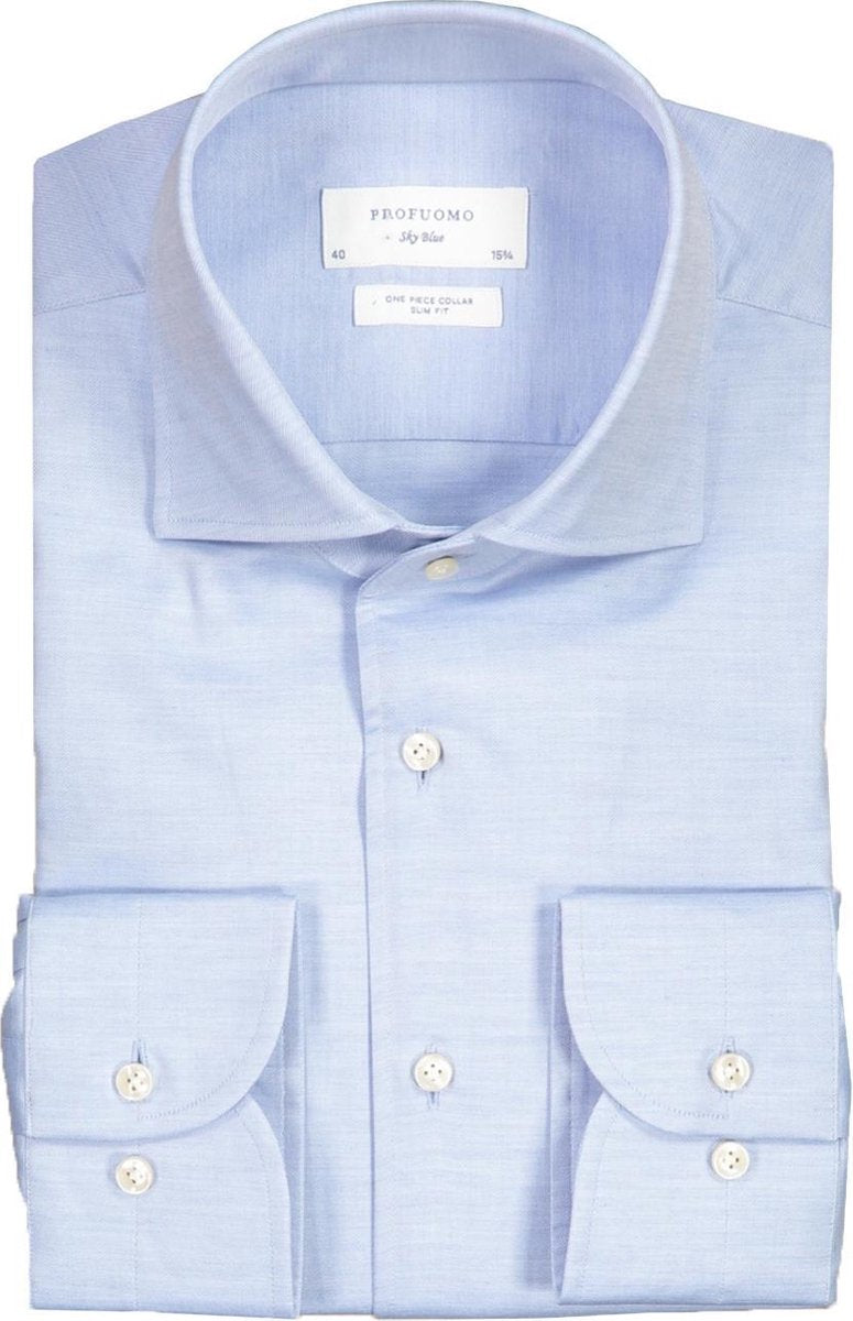 Profuomo   Overhemd Blauw Getailleerd - Maat UK16.5-EU42 - Heren - Herfst/Winter Collectie - Katoen
