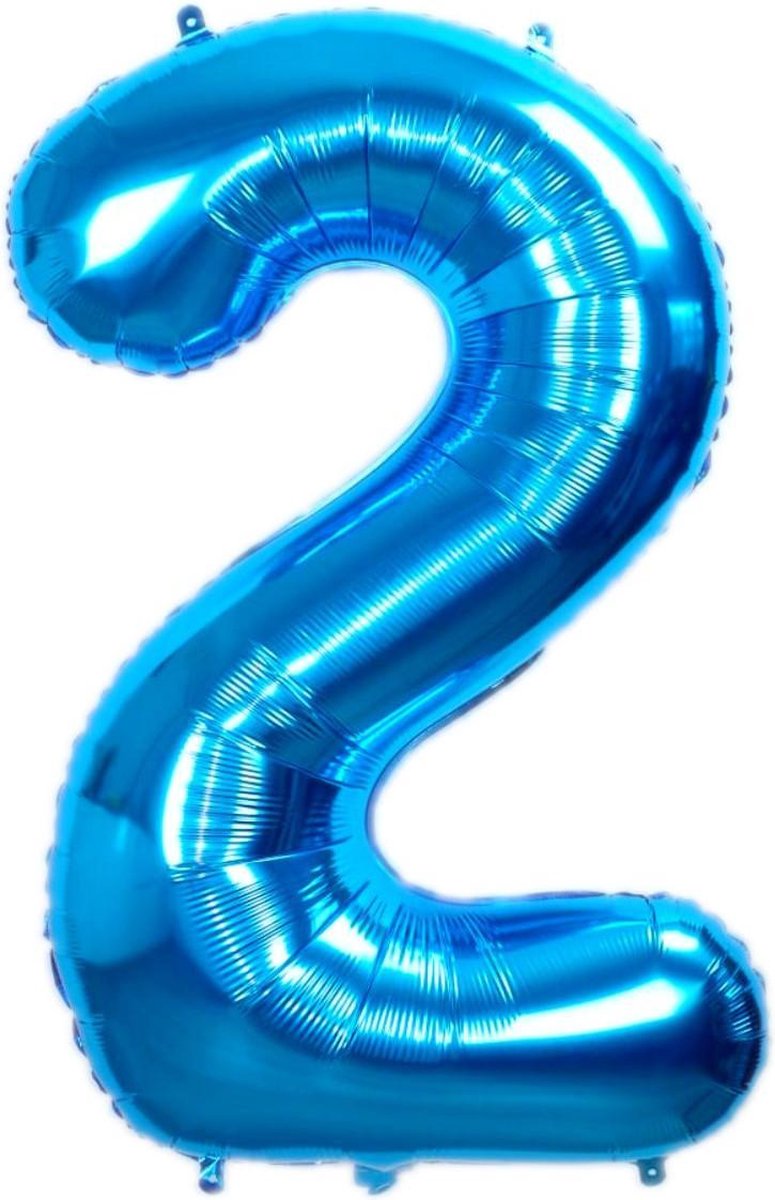 Folie Ballon Cijfer 2 Jaar Blauw 86 Cm Folieballon Verjaardag