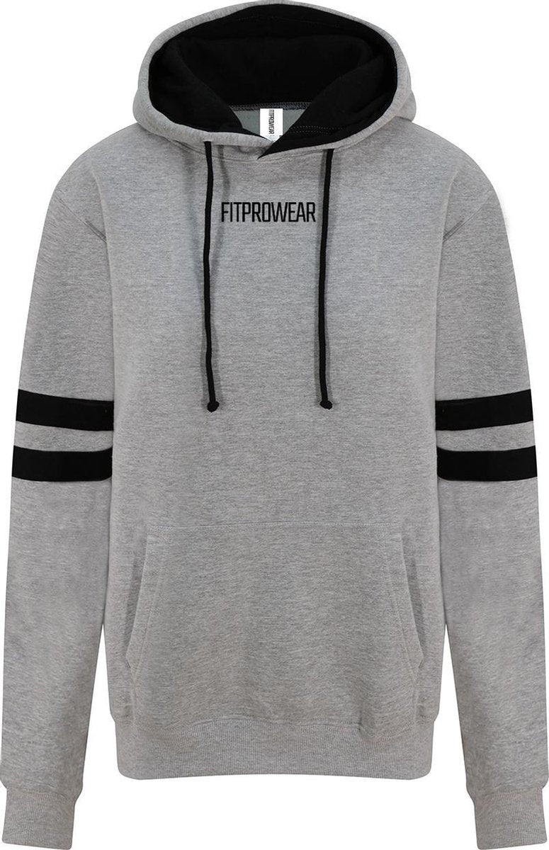 FitProWear Captain Heavyweight  Hoodie -  Grijs/Zwart - Maat XL - Mannen - Hoodie - Trui  - Sweater - Sporttrui - Sportkleding - Casual kleding - Trui Heren