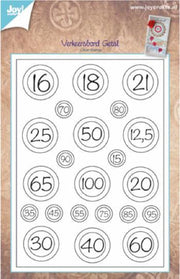 Joy crafts stempel - verkeersbord getal - clearstamp 22 onderdelen