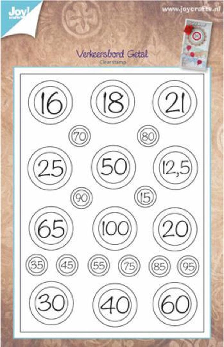 Joy crafts stempel - verkeersbord getal - clearstamp 22 onderdelen