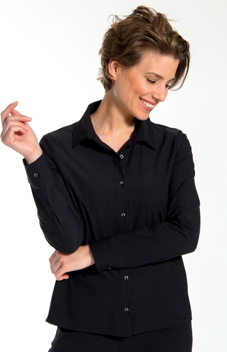 Zwarte Blouse van Je m'appelle - Dames - Travelstof - Maat M - 5 maten beschikbaar