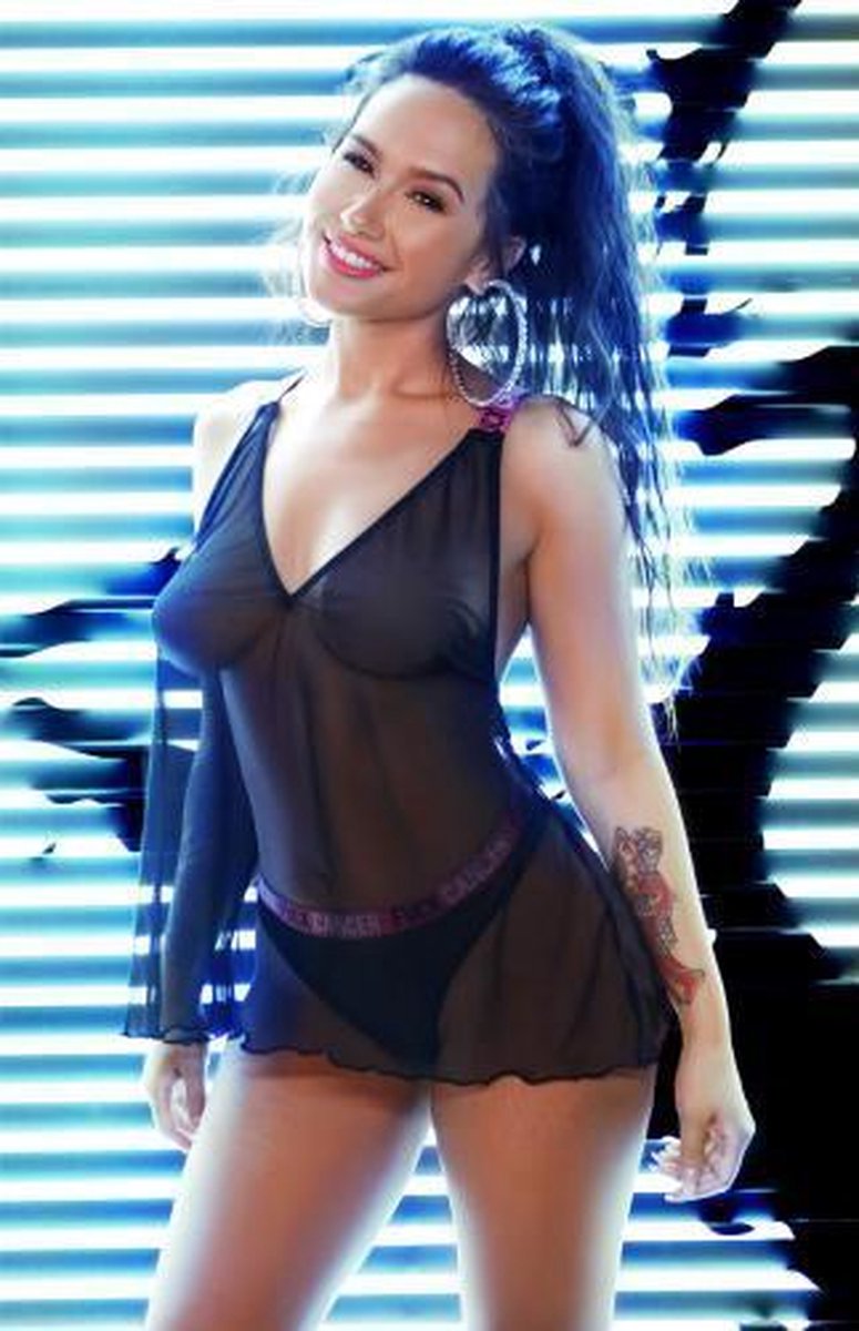Transparante Tanktop Fuck Cancer - M/L - Zwart transparant - Sexy Lingerie & Kleding - Sexy Dameskleding -  Dames Lingerie - Topjes