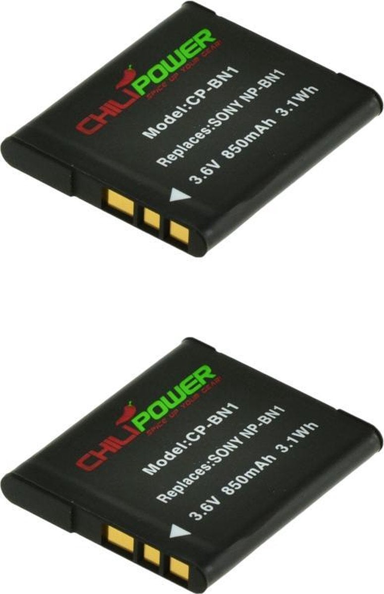 ChiliPower Sony NP-BN1 camera batterij - 2 stuks verpakking