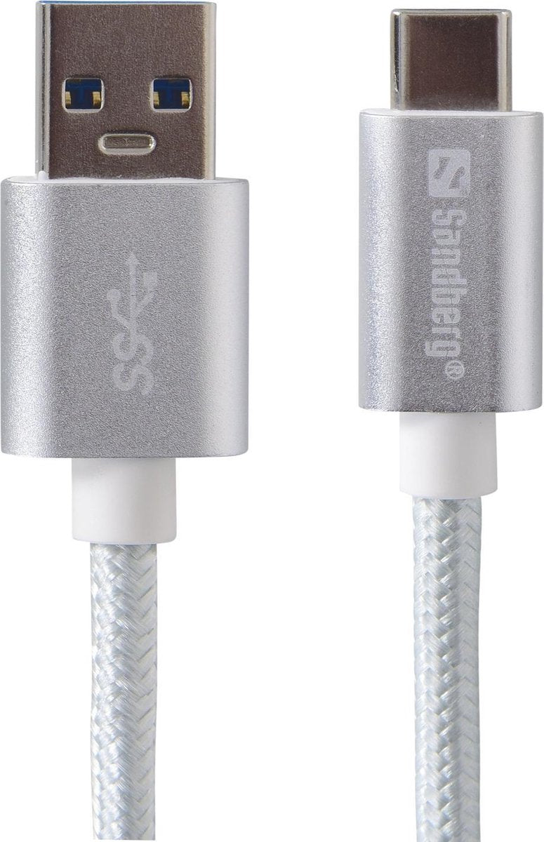 Sandberg Excellence USBC3.1>USBA 3.0 1M USB-kabel USB 3.2 Gen 2 (3.1 Gen 2) USB C Zilver