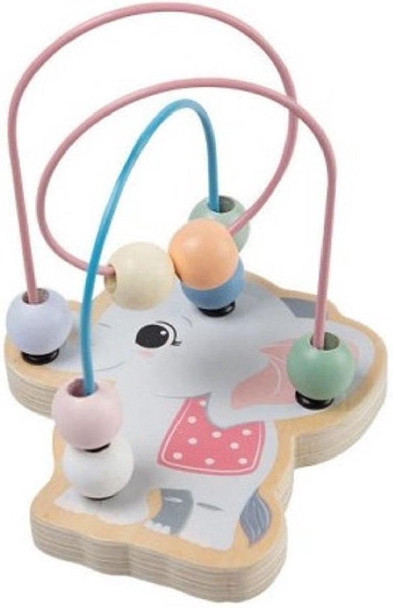 Jouèco Kralenbaan Olifant voor de Allerkleinsten - 12.5cm hoogte - Kralenspiraal