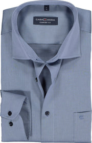 CASA MODA comfort fit overhemd - blauw twill - Strijkvrij - Boordmaat: 48