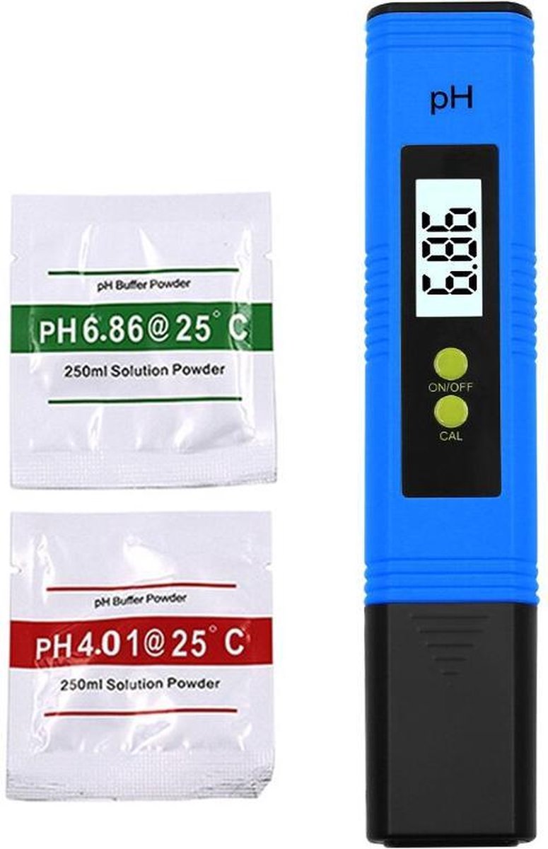 Medicca - PH Meter - 2021 Model - Digitaal - Inclusief 2 Zakjes - Opbergcase - Zwembad - Aquarium Blauw