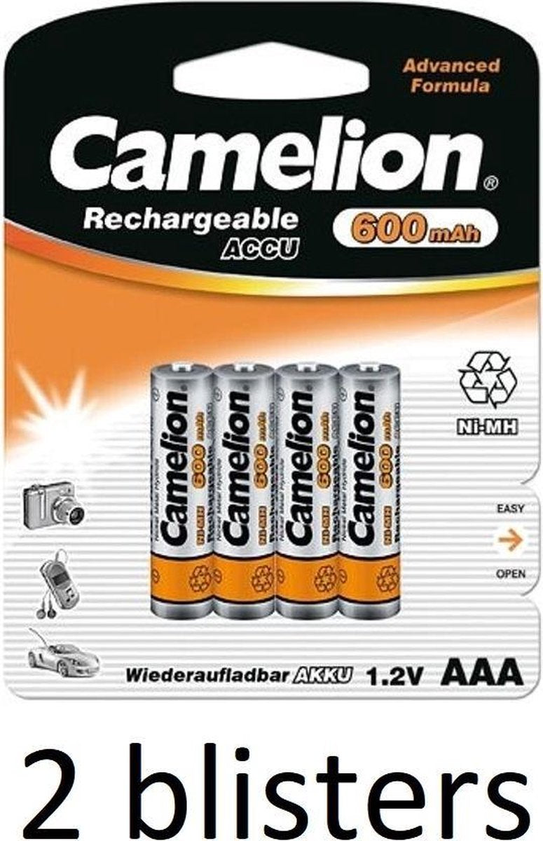 2x Camelion AAA 600mah blister 4 oplaadbaar
