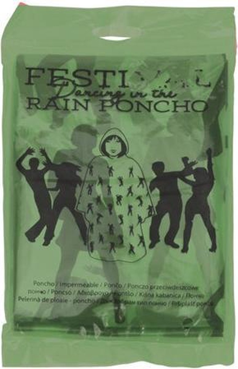 Free And Easy Regenponcho Met Motief Unisex Groen One Size