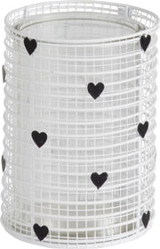 J-Line T-Lichthouder Hartjes Metaal Wit/Glitter Zwart Large