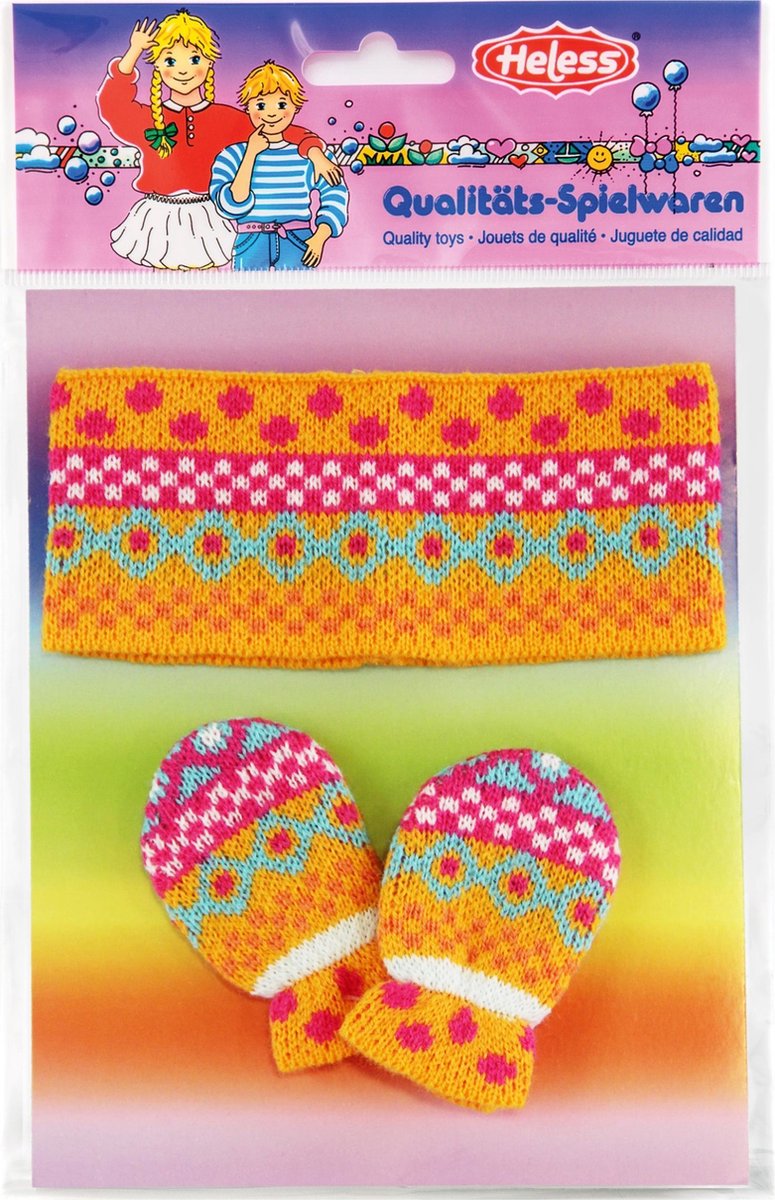 Heless Poppenkleding Hoofdband Met Wanten Oranje 35-45 Cm