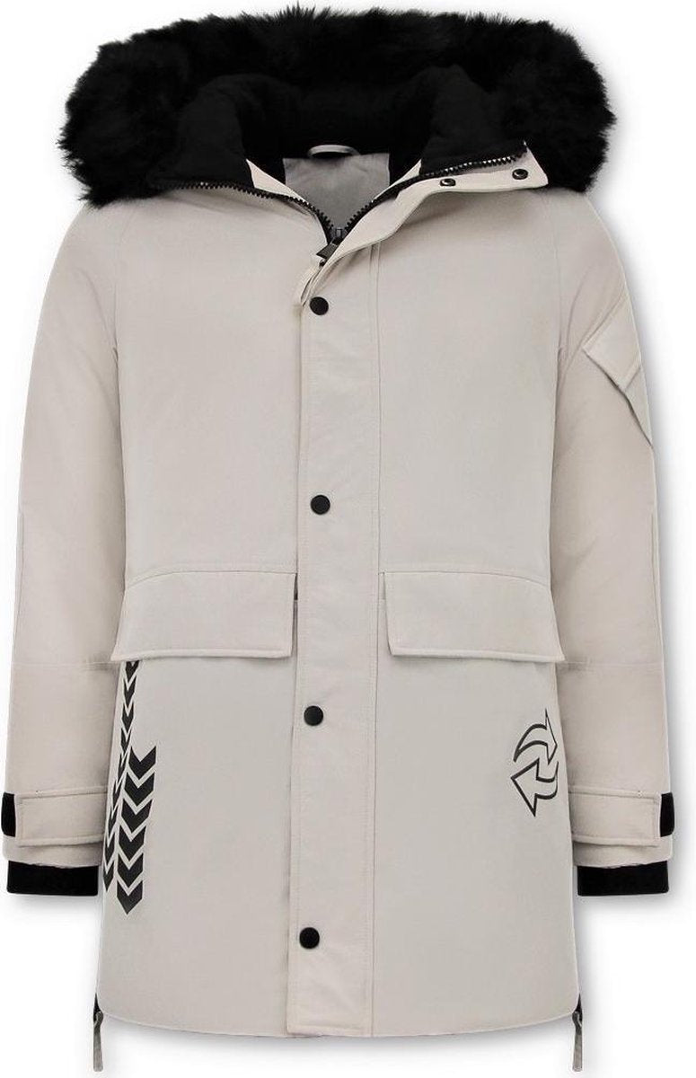 Enos Parka Jas Heren – Met Faux Bontkraag – Beige - Maat: XS