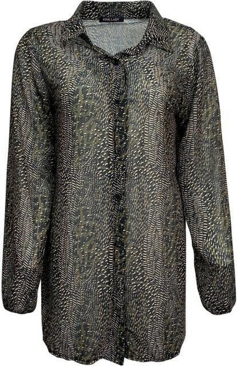 Pink lady dames blouse lang army - maat M