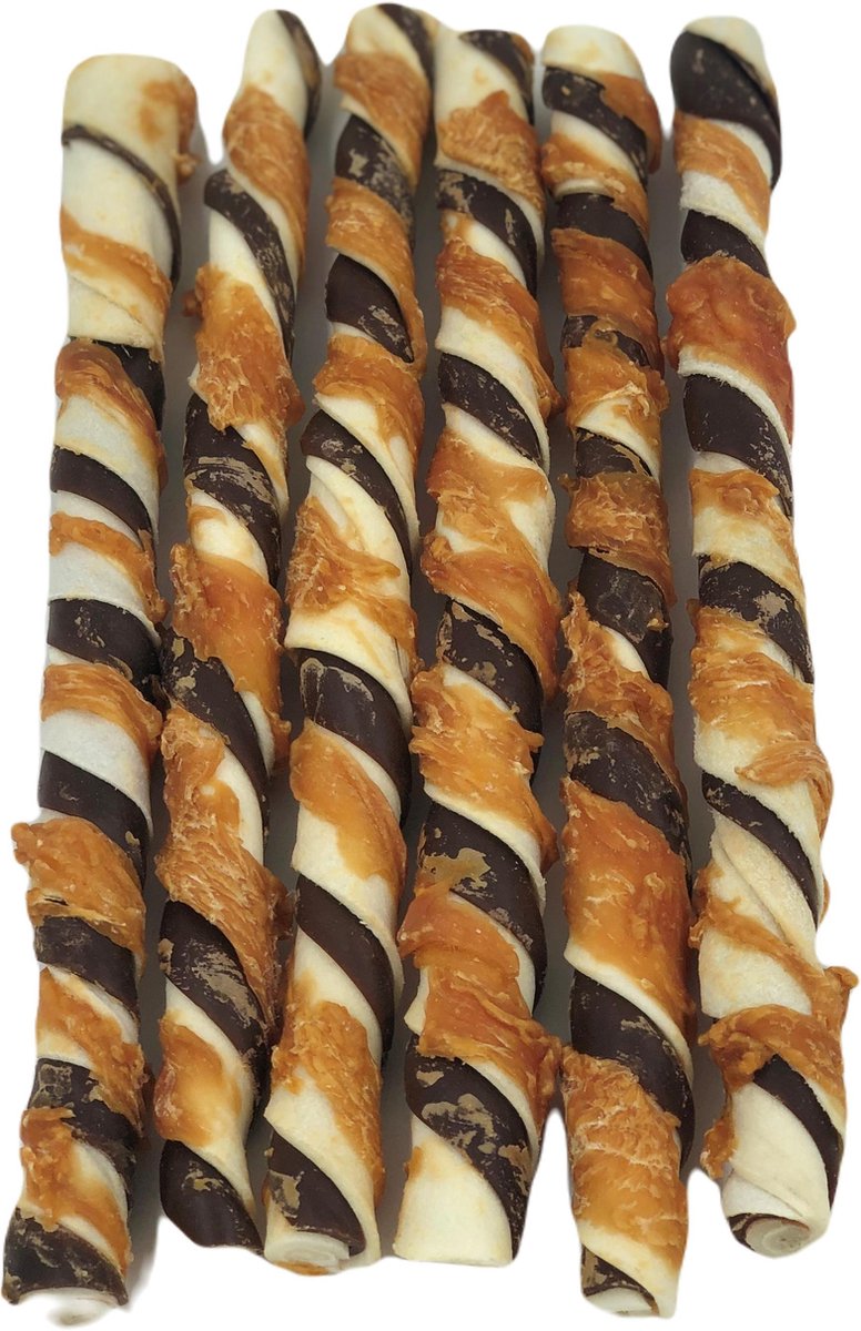 Kauwstaaf Kip en Rund 25cm 6 Stuks - Hondensnacks - Kauwbot - Kauwsnacks - Hondenbot