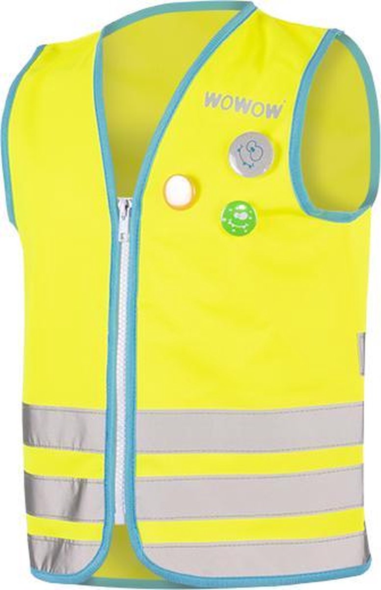 WOWOW Monster jacket  geel M- Fluo hesje kind EN1150 - Veiligheidshesje met reflekterende print