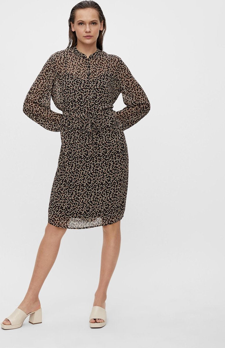 Object OBJMILA L/S SHORT DRESS Zwart Dames Jurk - Maat 34