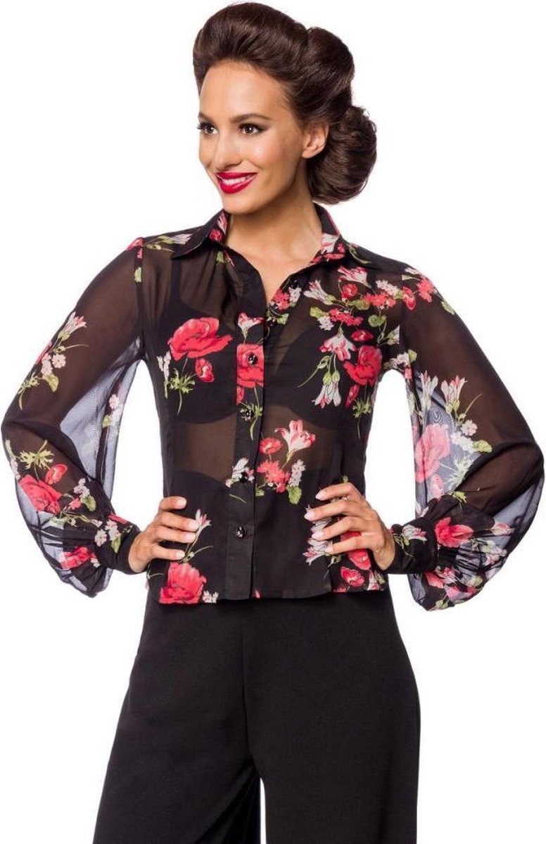 Belsira Blouse -L- Vintage Zwart/Rood