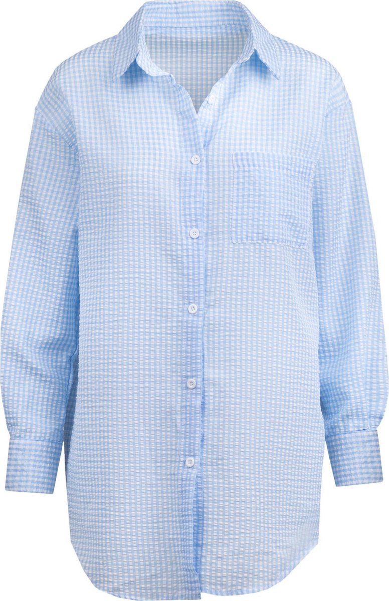 Check oversized blouse blue