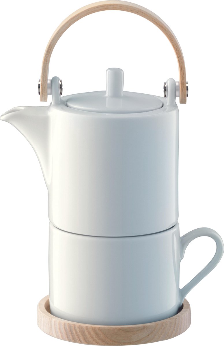LSA Circle Tea for One - Incl. Onderzetter - Porselein - 350 ml & 250 ml - Wit