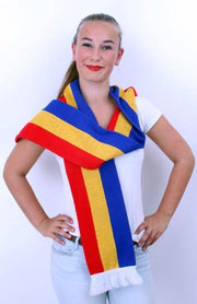 Sjawl fijn gebreid rood/geel/blauw