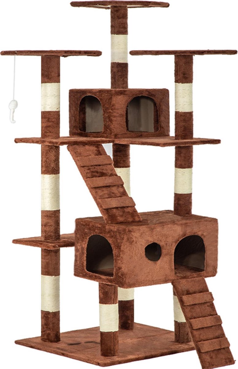 BestPet CT-T07-Brown Krabpaal voor katten - Speelhuis - Bruin