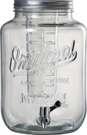J-Line Drankdispenser Rond Glas/Metaal Transparant/Grijs