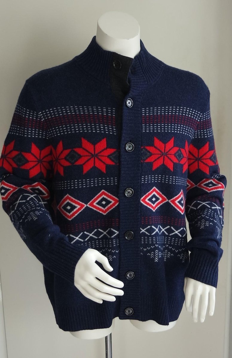 McGregor Winterse trui - Blauw/Rood/Wit - Maat XXL