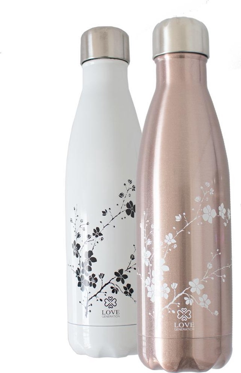 Love Generation ●  Drinkfles ● Waterfles ●  Rose Goud ● Blossom ● Insulated