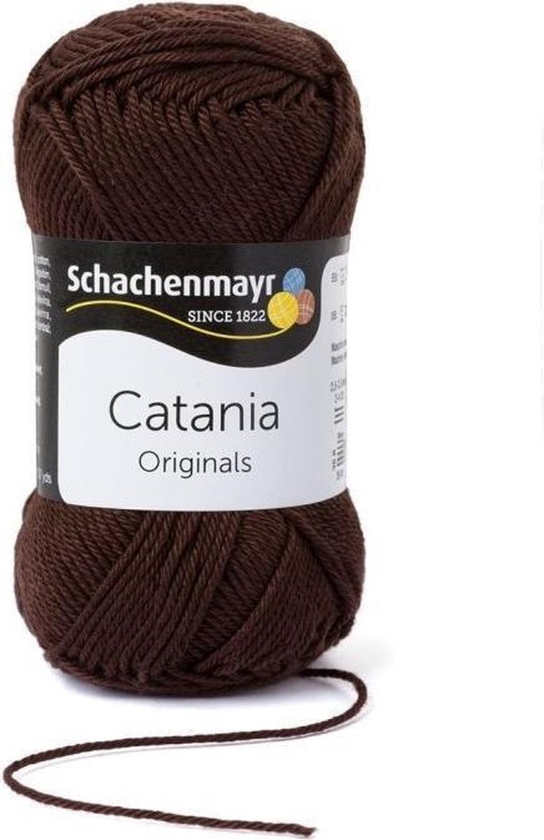 Schachenmayr Catania katoen 162 Chocolade bruin. PAK MET 10 BOLLEN a 50 GRAM. INCL. Gratis Digitale vinger haak en brei toerenteller