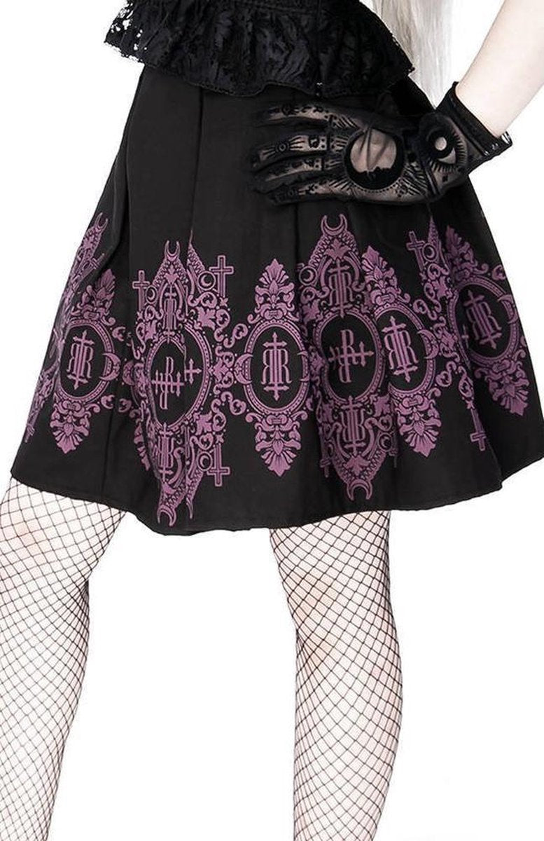 Restyle Korte rok -S- Maroque Monogram Zwart/Paars