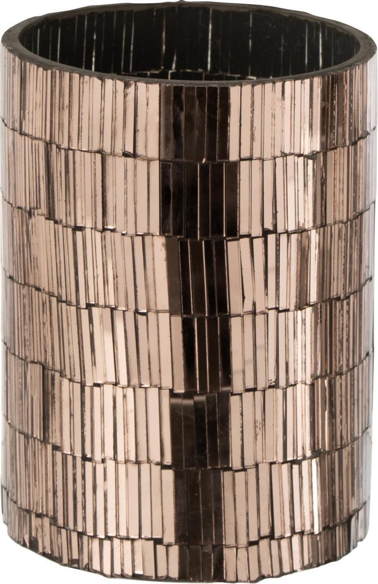 J-Line Windlicht Streep Glas Rose Goud